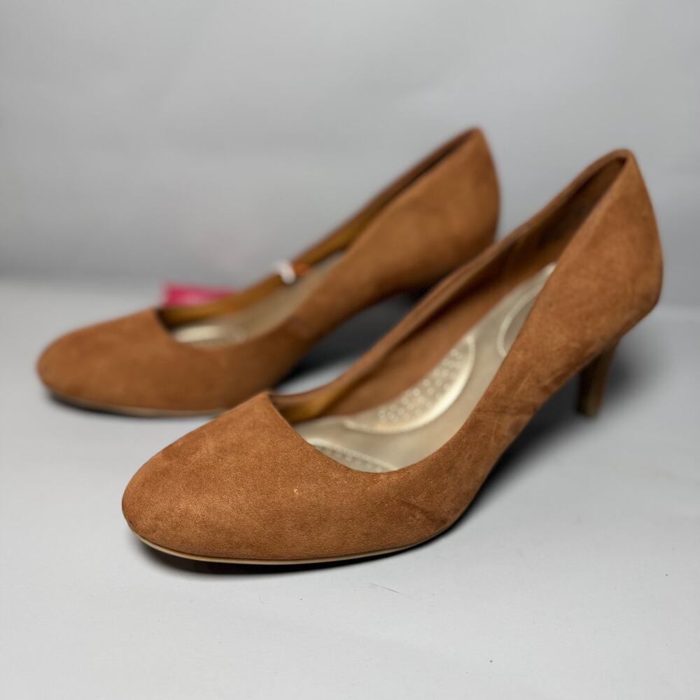 Dexflex Comfort Cognac Faux Suede Karma Pump Shoes